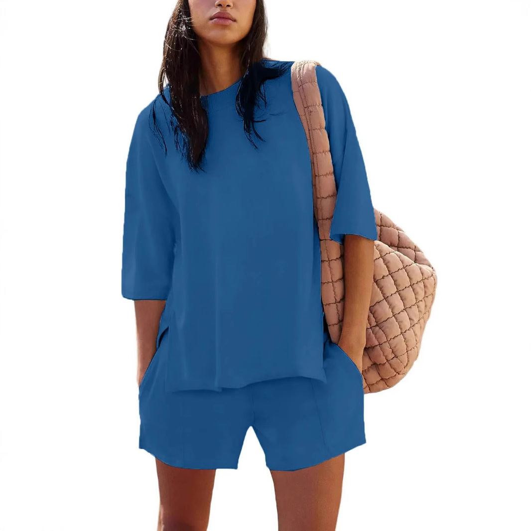 Summer New Women's Blouse Shorts Suit