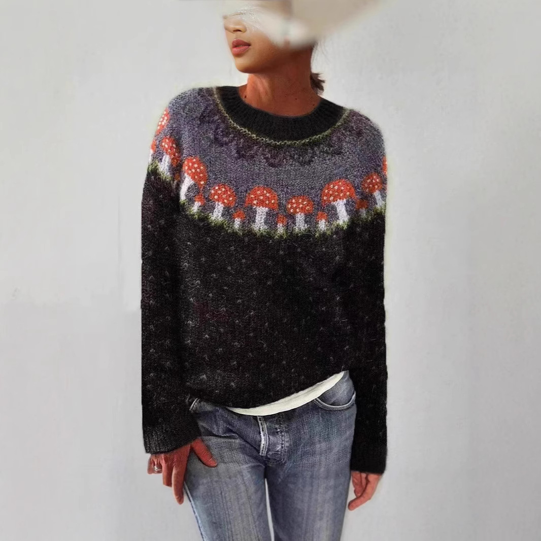 New Sweater Women's Round Neck Multicolor Loose Fashion Pullover