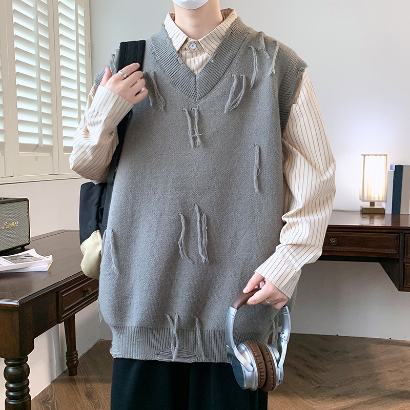 New Casual Sweater Men Sleeveless Knitwear Men