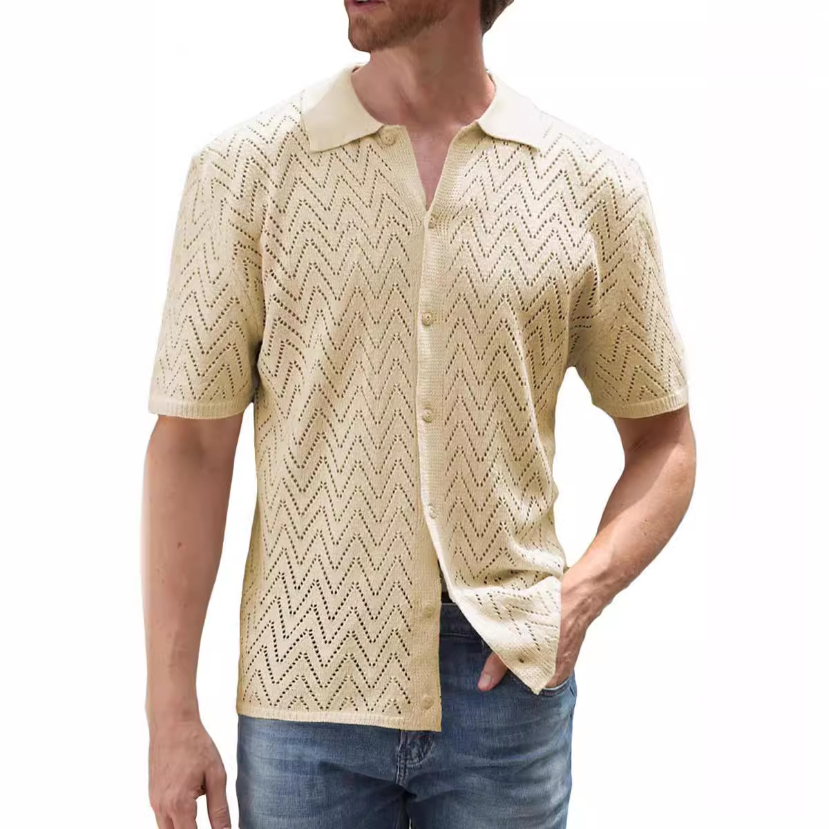Summer New Men's Hollowed Leisure Shirt