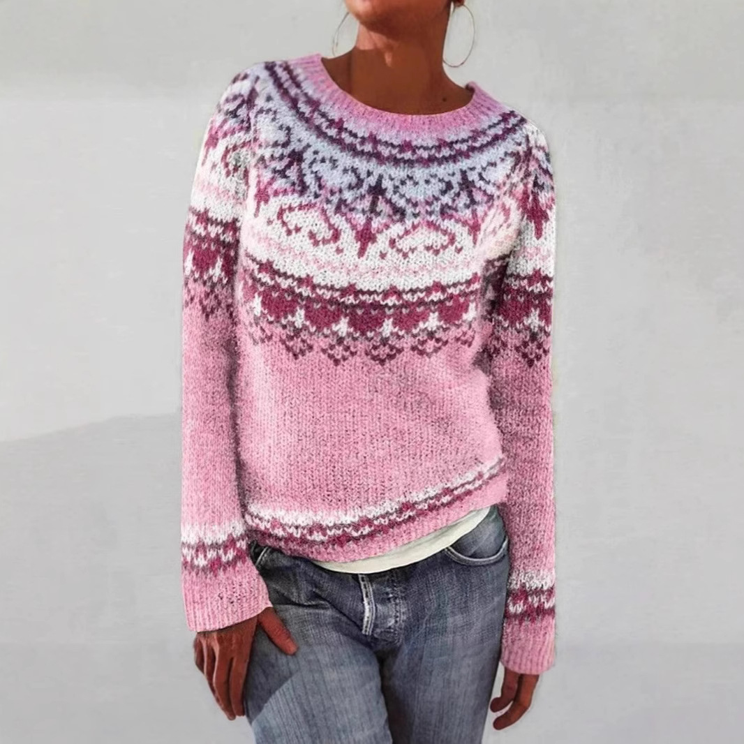New Sweater Women's Round Neck Multicolor Loose Fashion Pullover