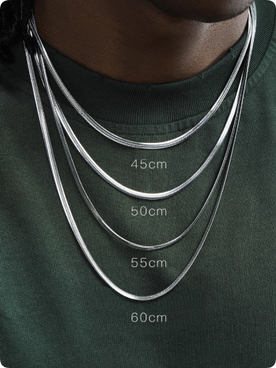 3mm Flat Snake Bone Chain Necklace For Men