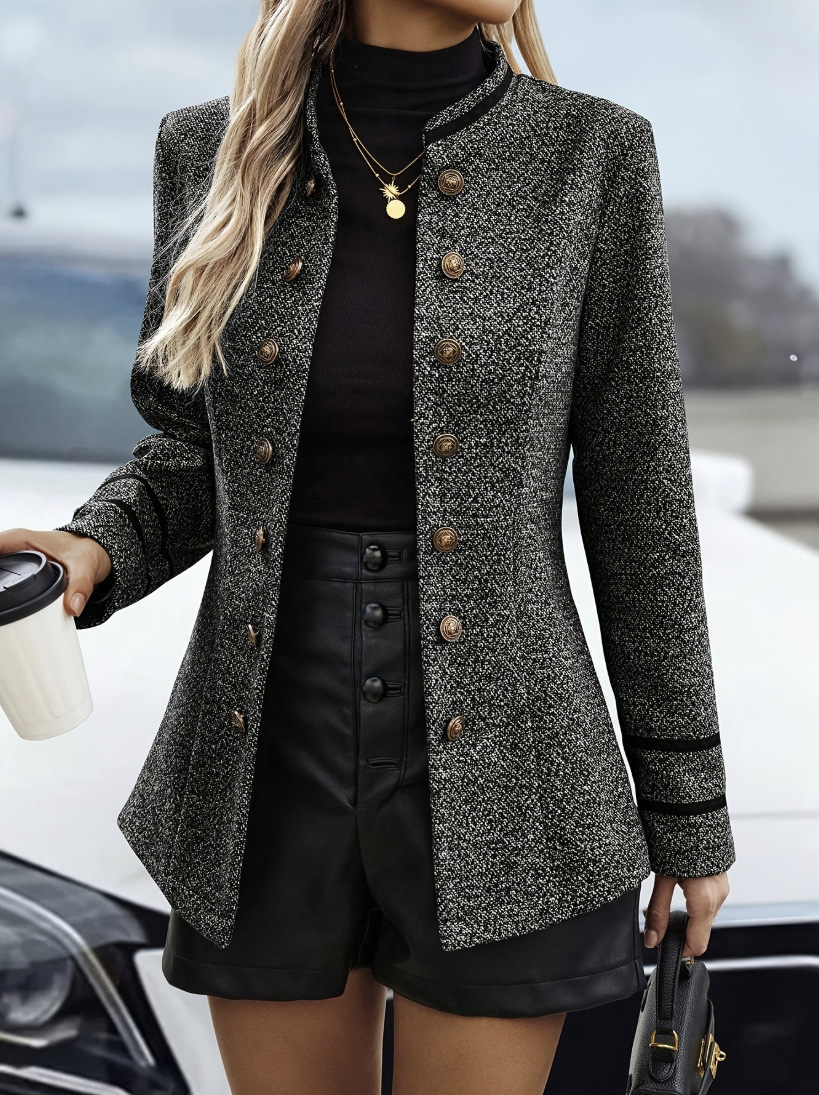 Women's Fashionable Double-breasted Mid-length Coat