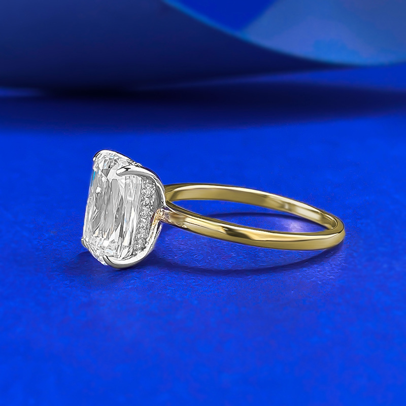 Women's Fashionable All-match S925 Silver Gold Rectangular Ring