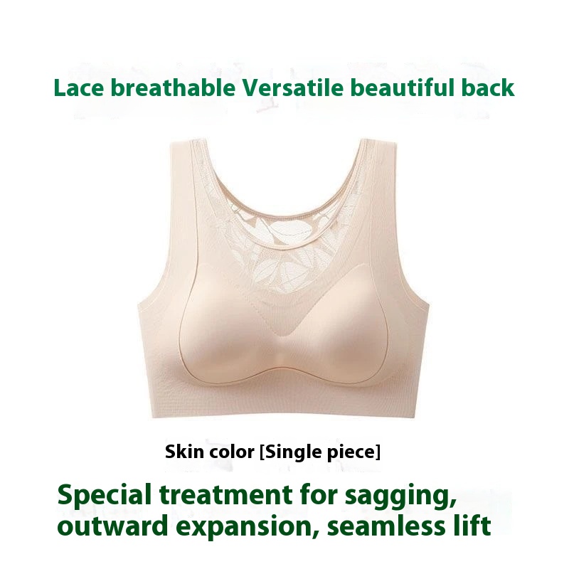 Traceless Lace Plus Size Sports Bra Women Push-up Anti-sagging