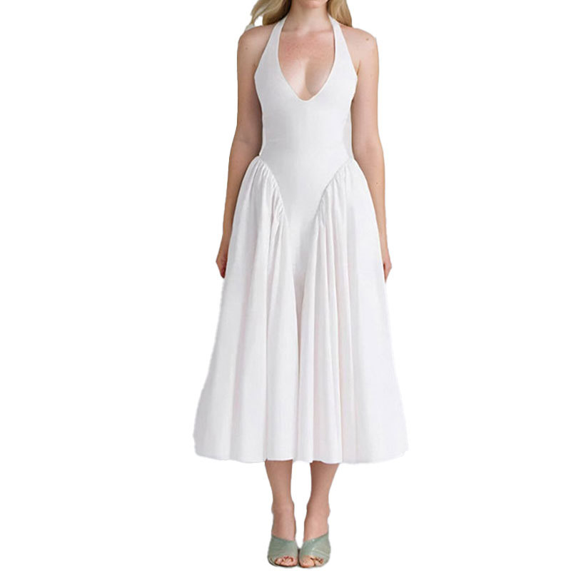 Women's Elegant V-neck Sexy White Party Dress