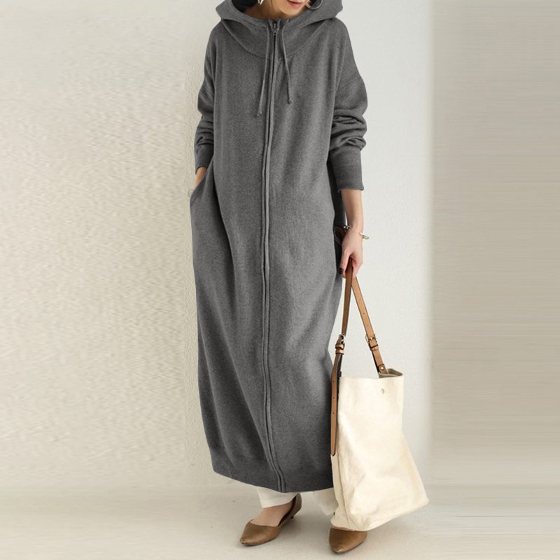 Brushed Hoody Casual Long Sleeve Coat Women