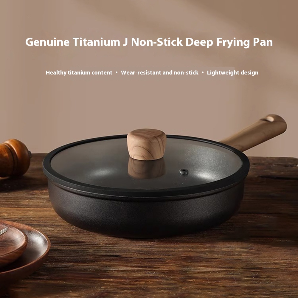 Pan Set Non-stick Frying Pan Household Pancakes Fried Eggs Fried Steak Titanium Wok Black Lightweight Induction Cooker