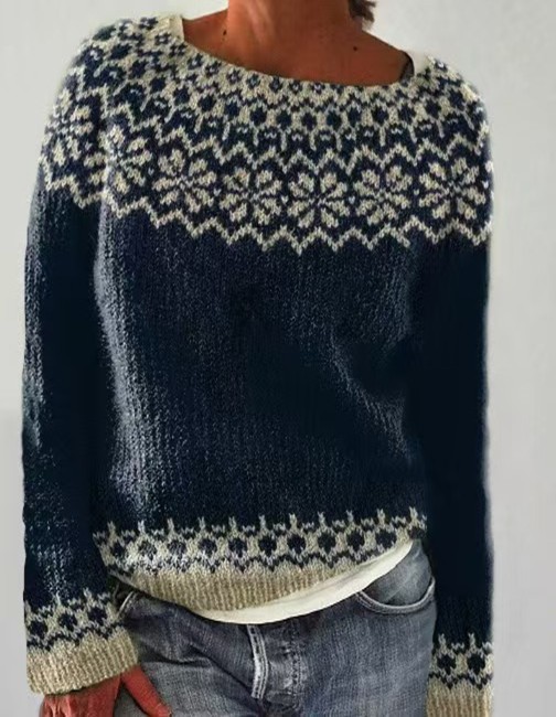 New Sweater Women's Round Neck Multicolor Loose Fashion Pullover