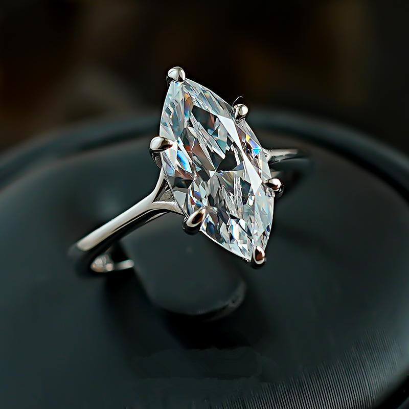 925 Silver Plated 7 14mm Horse Eye Ring