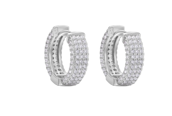 Men's Full Diamond Earrings European And American Style All-match S925 Sterling Silver