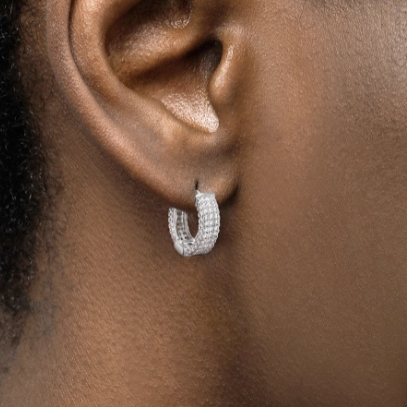 Men's Full Diamond Earrings European And American Style All-match S925 Sterling Silver