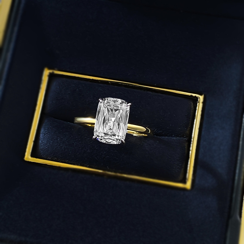 Women's Fashionable All-match S925 Silver Gold Rectangular Ring