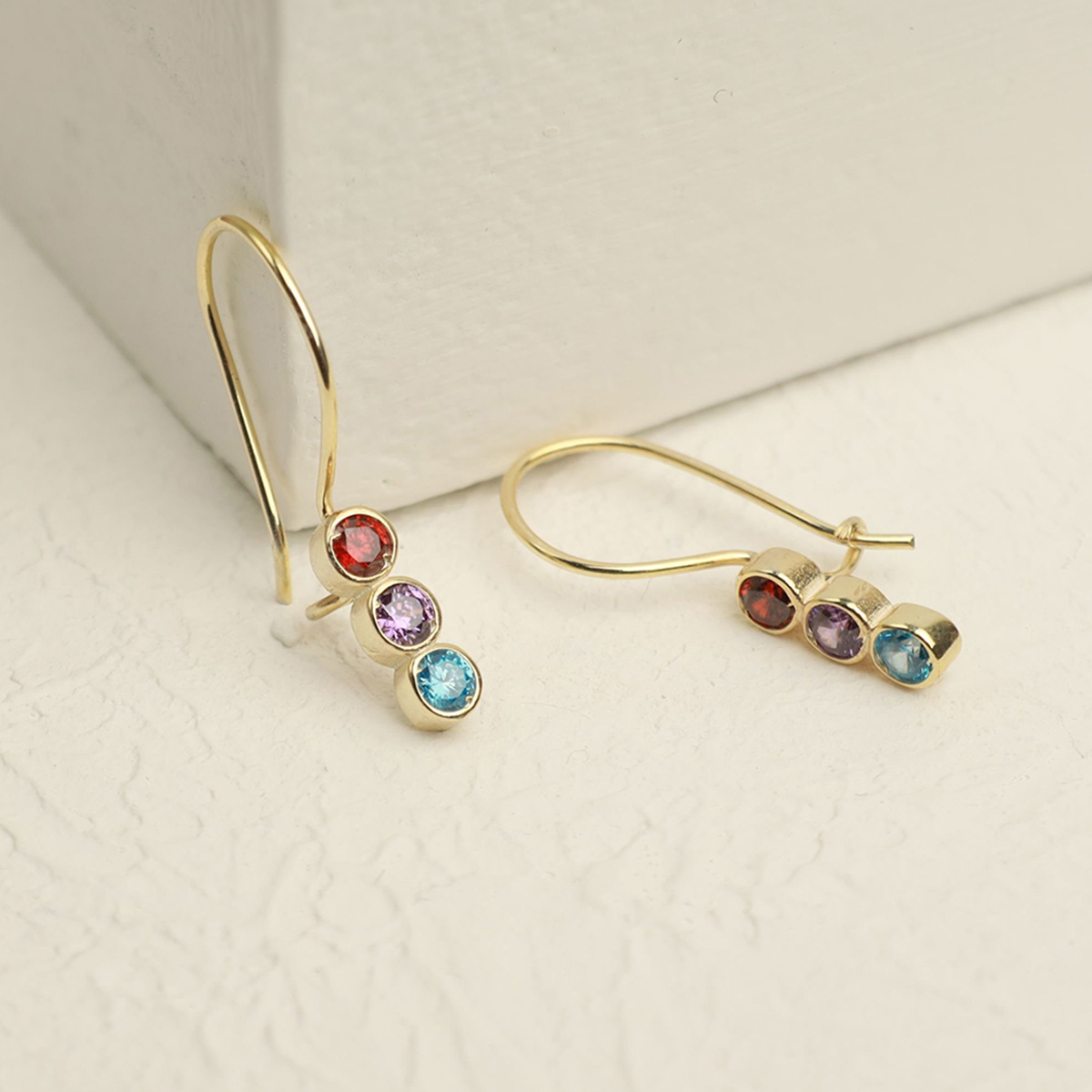 Sterling Silver Colorful Crystals Women's Exquisite Versatile Elegant Earrings